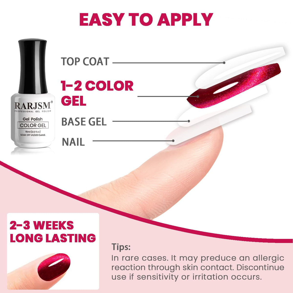 RARJSM Red Cat Eye Gel Nail Polish Diamond Dark Red Velvet Cateye Gel Polish 15ml Single Bottle with Magnet Stick Reflective Shimmer UV LED Curing Requires Soak Off for Home Salon Christmas Manicure
