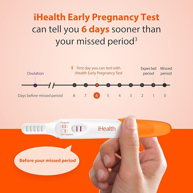 iHealth Early Detection Pregnancy Test, 3-Pack 99% Accurate Home HCG Test Kit, Results 6 Days Sooner with High-Sensitivity 10mIU/mL, Easy Dip & Read Clear Results