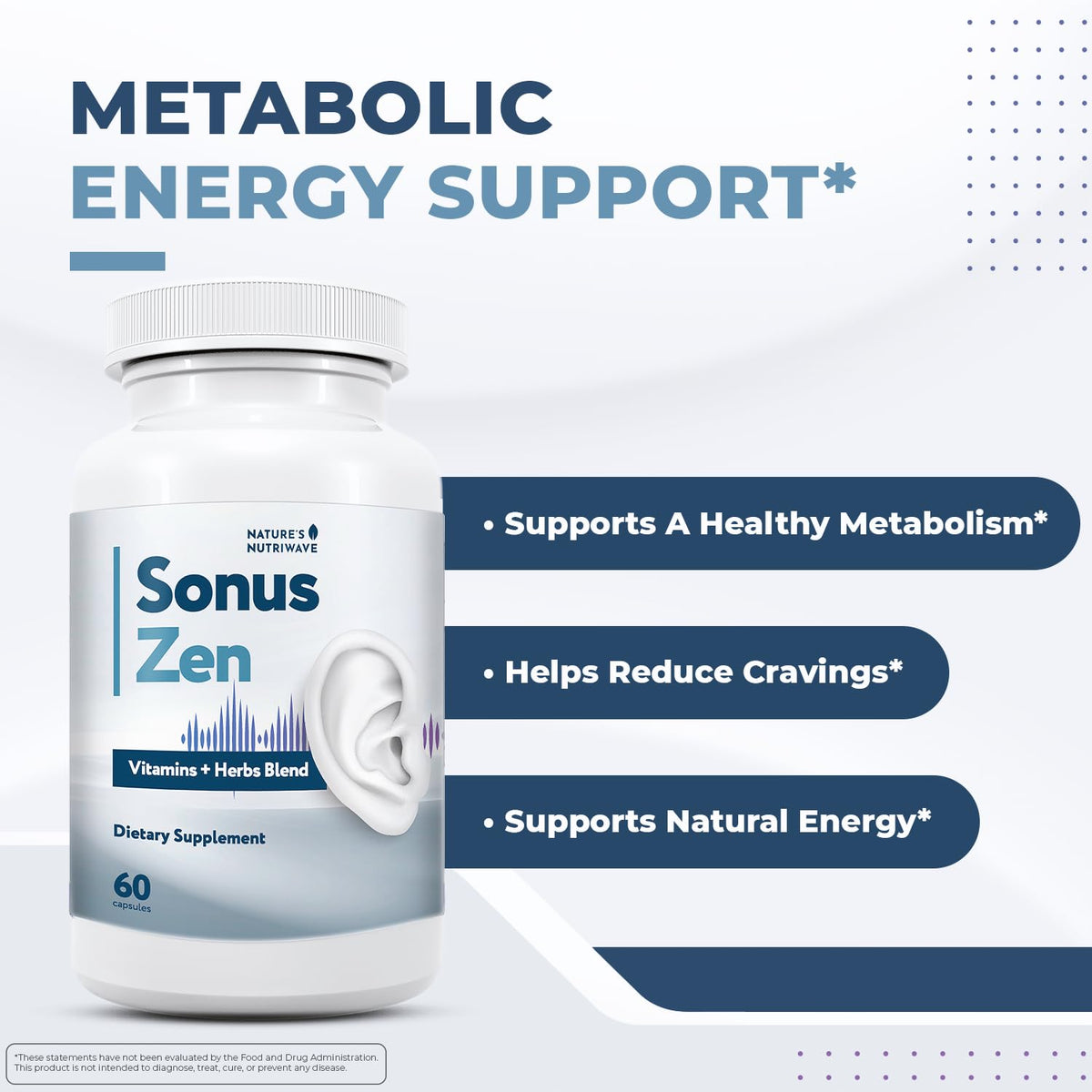 Nature’s NutriWave SonusZen – Natural Daily Supplement with Vitamins & Herbal Extracts – Made in USA | Non-GMO | Gluten Free | Vegetarian Formula | Made in USA | 60 Capsules, 2 Month Supply