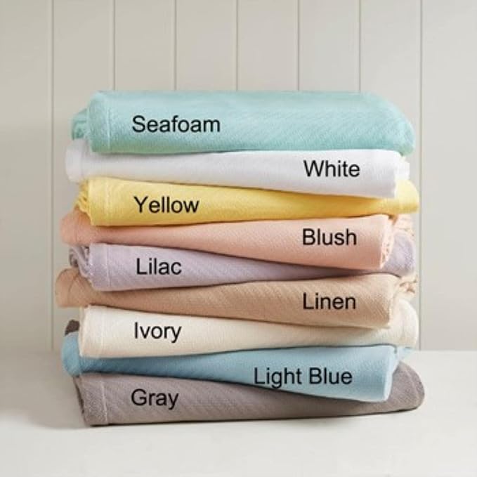 Madison Park Liquid Cotton Blanket Breathable, Softer Ring Spun Weave, Diamond Motif, Luxurious 100% Cotton All Seasons Lightweight Summer Blanket for Bed, Couch, Office, Lilac, Full/Queen