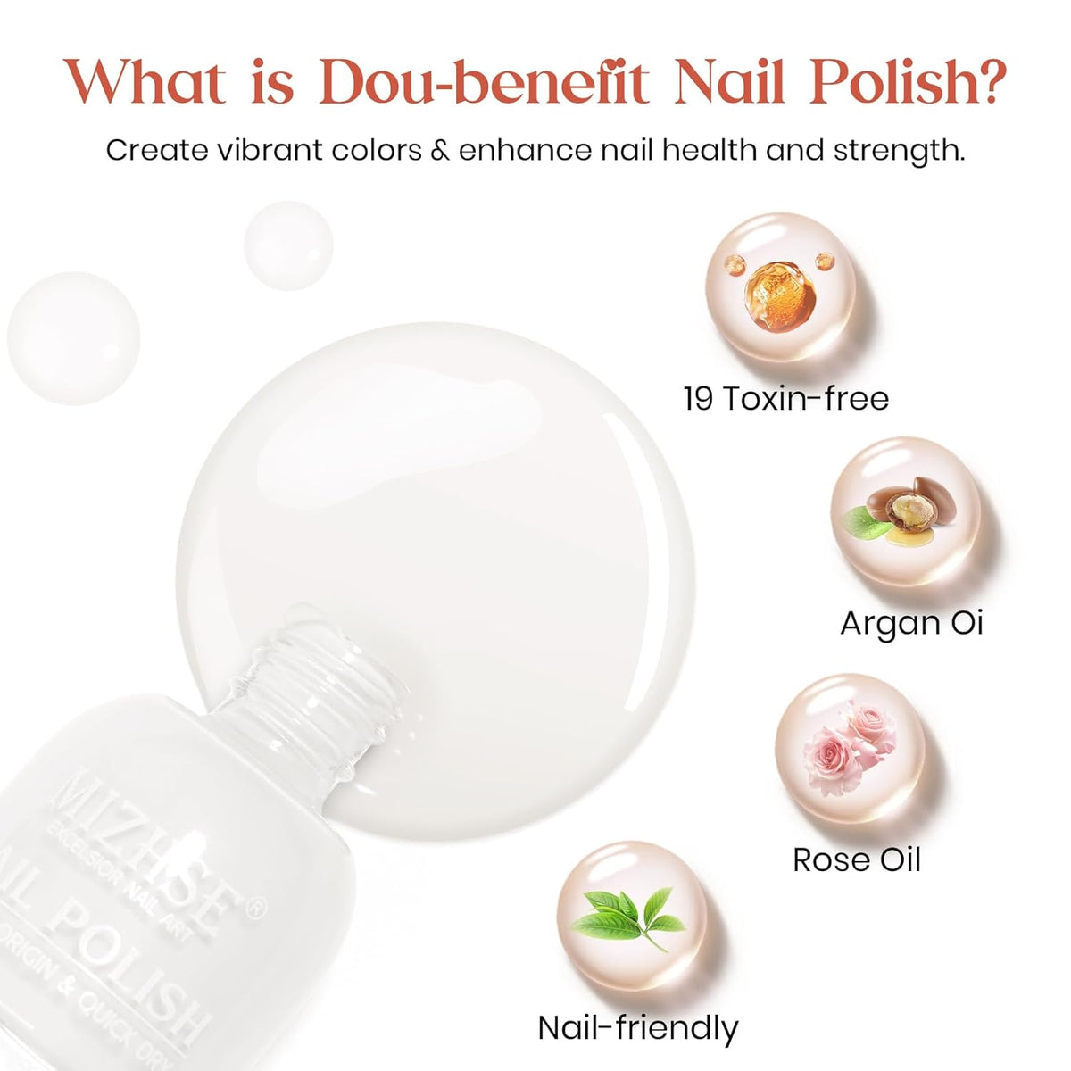 MIZHSE White Nail Polish Matte, 15ML Large Capacity Quick Dry Nail Lacquer for Nail Art Varnish, Mist Effect Matte Finish Velvet Nail Polish for Women Girl Nail Art DIY Home. 0.53 fl oz