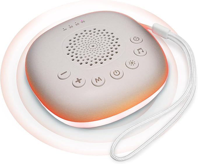 White Noise Machine | Portable Serenity Sound Machine with 20 Relaxing Sounds & RGB LED Night Lights | Compact Sleep Noise Machine for Sleep Aid and Relaxation with Adjustable Timer and Volume