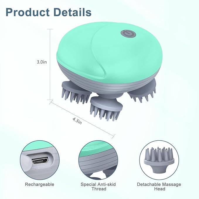 Upgraded Handheld Pet Massager for Dogs and Cats, Electric Cat Massager Dog Massager, with 4 Rotatable Massage Heads, Three Modes, for Relieving Tight Stiffness Muscles, Promote Bonding, Green