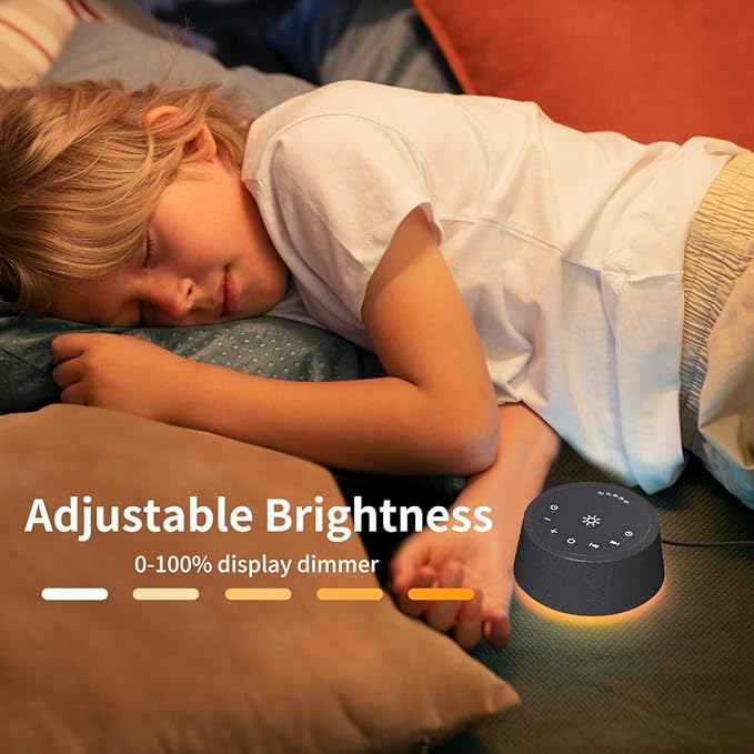 White Noise Sleep Sound Machines 30 Sounds 12 Colors Light 32-Level Volume 5 Timers for Home Travel Gift Adjustable Brightness Memory Function Compact