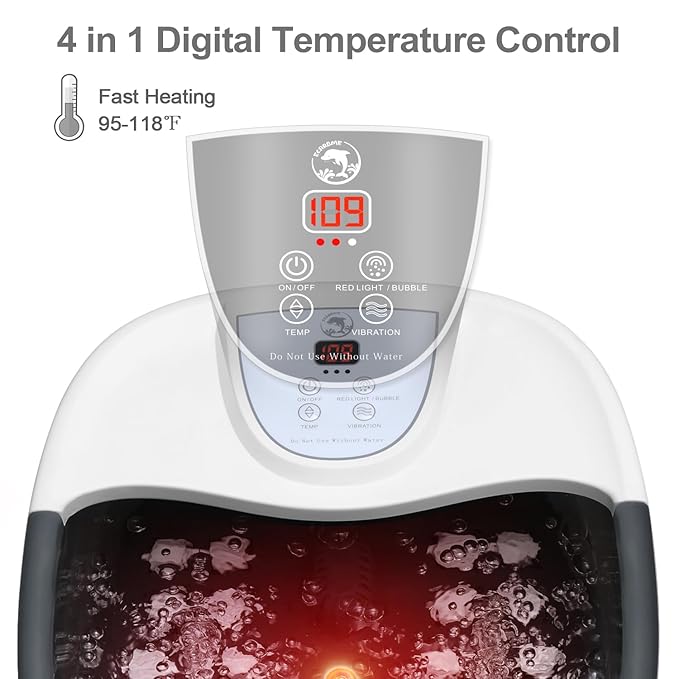 Foot Spa Bath Massager with Heat [2025 Upgraded], Jets, Vibration, Adjustable Temp, Bubbles, Epsom Salt, Foot Soaking Tub with 22 Massage Rollers, Pedicure Foot Spa for Relaxation, Black