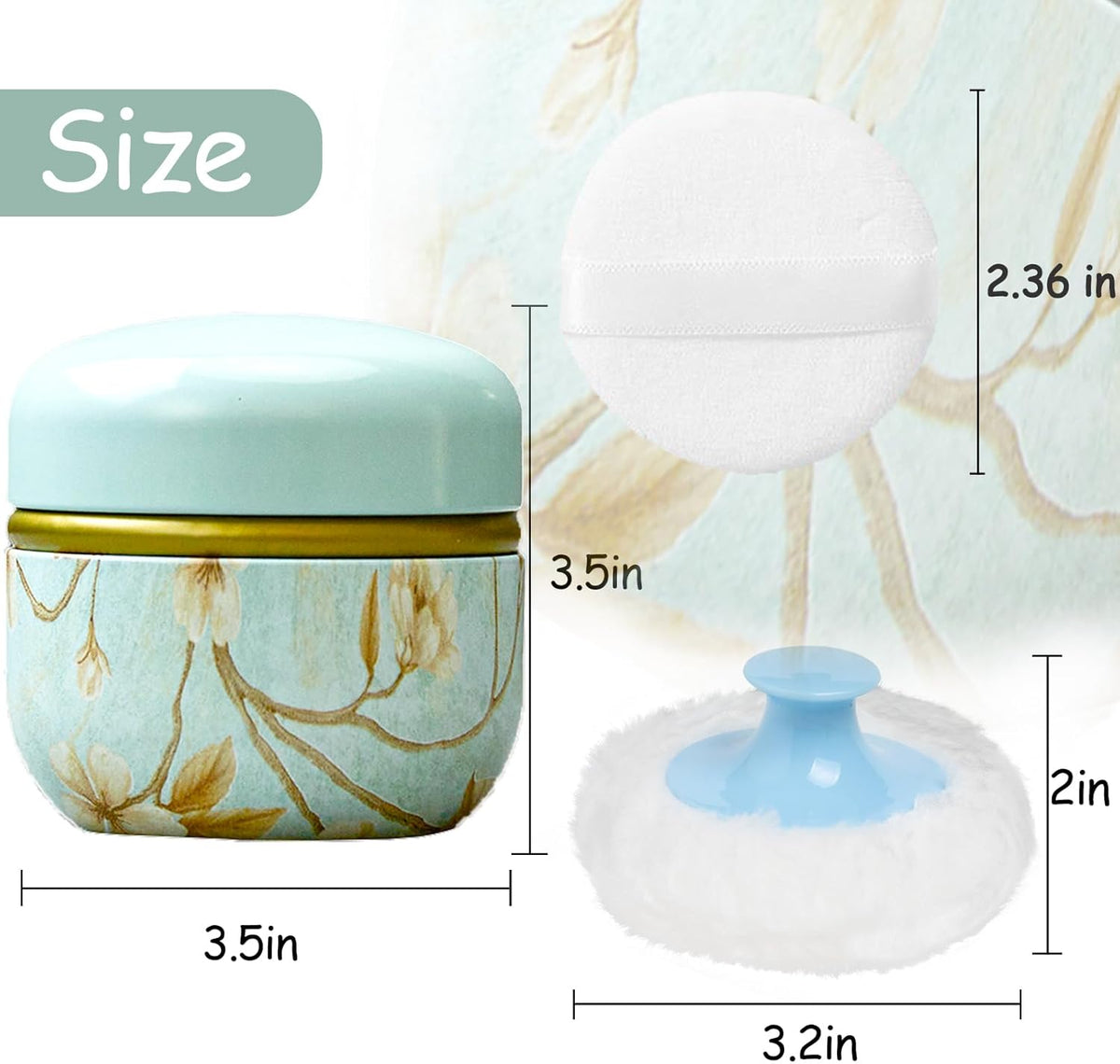 WEMEGA Body Powder Case with Powder Puff Powder Container Tea Box for Baby and Women Powder Puff and Powder Case for Travel (Vibrant)