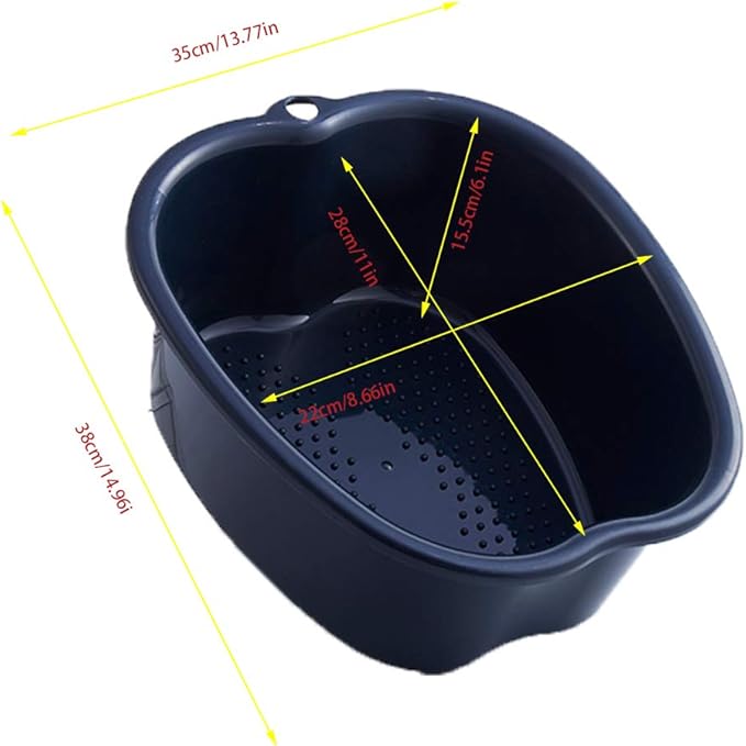 Foot Soaking Bath Basin: Plastic Foot Spa Basin for Soaking Feet - Foot Soaking Tub with Massage Dots - Roomy Foot Soak Bucket for Water Spa and Foot Massage (Black)
