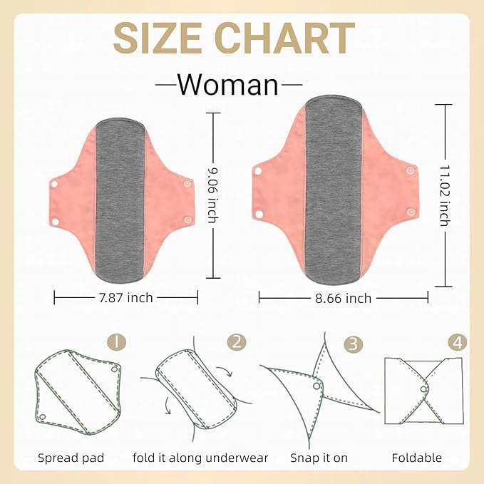 WEEOATAR Reusable Menstrual Pads,Graphene Incontinence Pads,Panty Liners Period Pads,Light Incontinence Pads,Washable Sanitary Pads,Pack of 3 with 1 Cloth Mini Wet Bag (Yellow,Pink&Green,L)