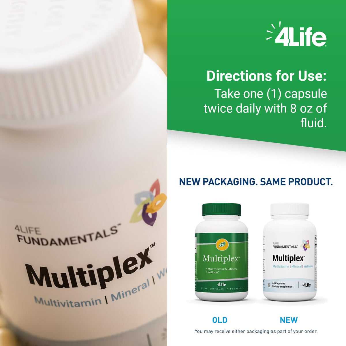 4Life Fundamentals - Multiplex - Multivitamin Mineral Supplement with B Vitamins Vitamin C E Magnesium Selenium Supports Wellness Energy - 60 Veggie Capsules