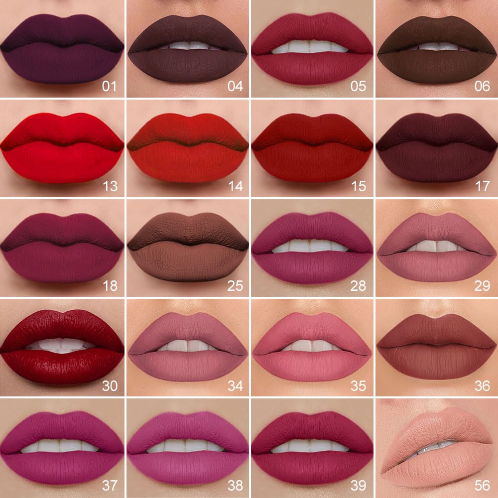 evpct 1Pcs Bright Fire Ruby Red Matte Lip Liner and Liquid Lipstick Stain Makeup Set for women, Red Long Lasting Smudge Proof Lipstick labiales matte mate larga duracion listip 24 hours originales,14#