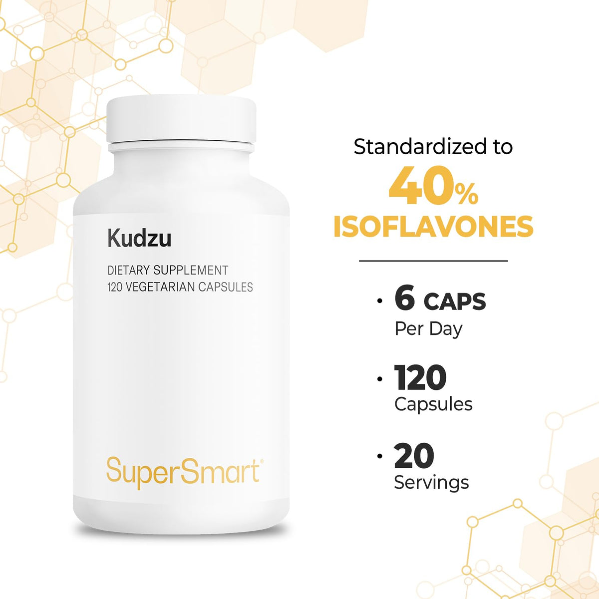 Supersmart - Kudzu Extract 500 mg Full Spectrum - Powerful Herbal Extract Antioxidant | Non-GMO & Gluten Free - 120 Vegetarian Capsules