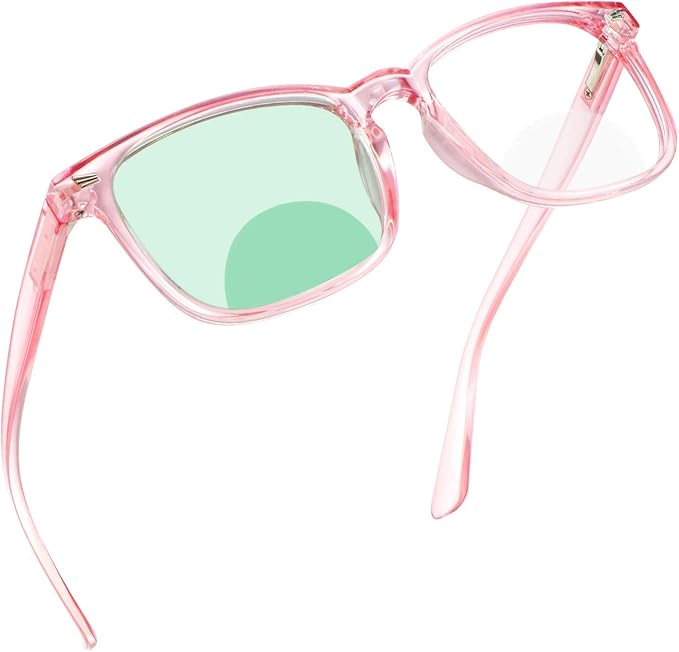 YEIN Bifocal Reading Glasses with Blue Light Blocking Lenses, Bifocal Reader for Women, Vintage Square frame with Spring Hinge (+0.00/+1.50 magnification)