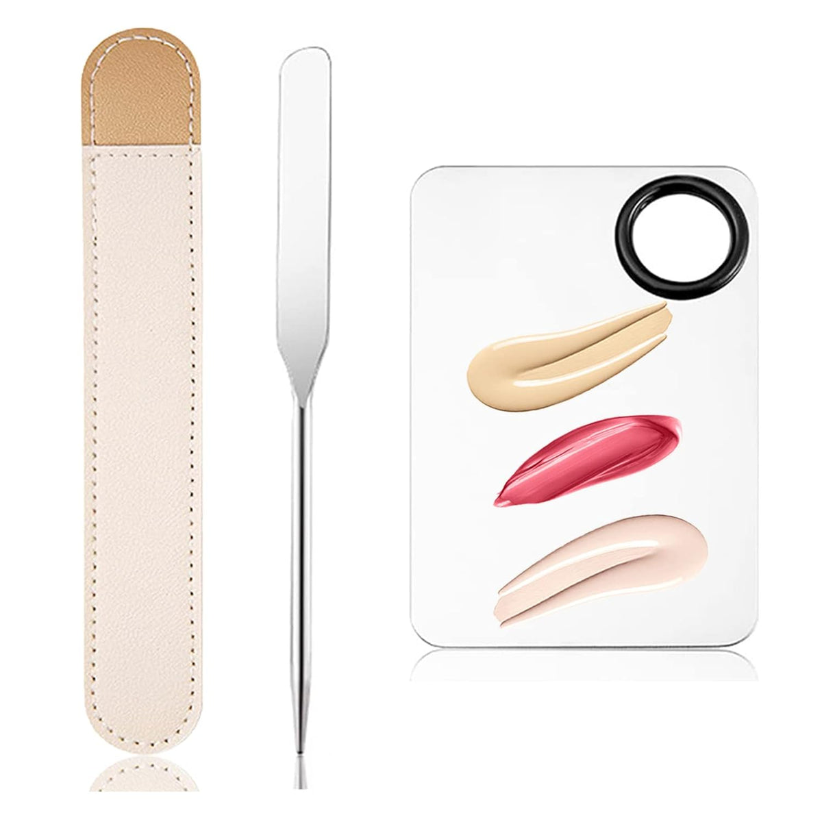 Korean Makeup Spatula, Picasso Makeup Spatula Korean, Foundation Spatula Korean, Professional Korean Spatula and Makeup Mixing Palette (Rectangle)