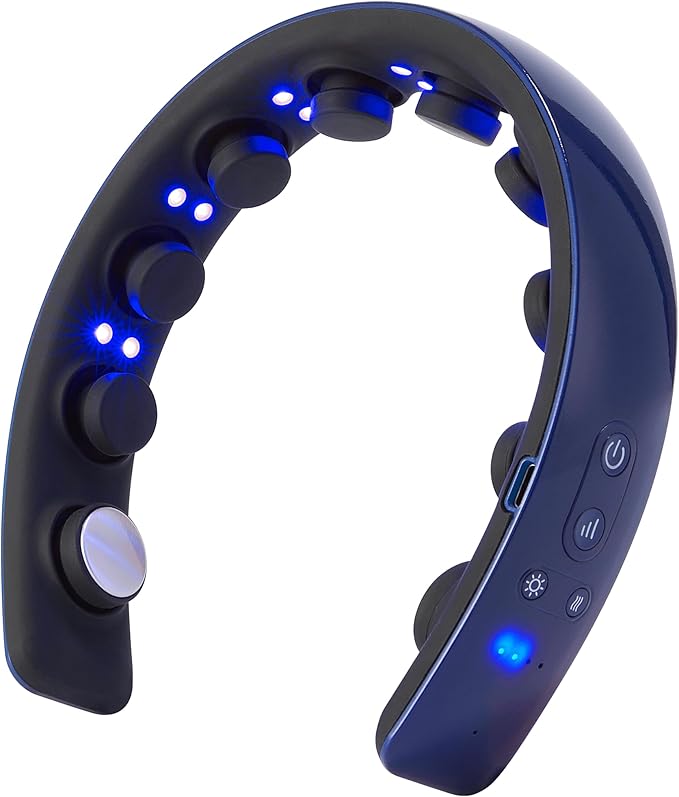 Master Massage H2 Premium Electric Scalp Massager with Heat Therapy, 10 Vibration Contacts & Light Therapy – Perfect for Relaxation, Stress Alleviation, and Hair Enhancement (Blue)