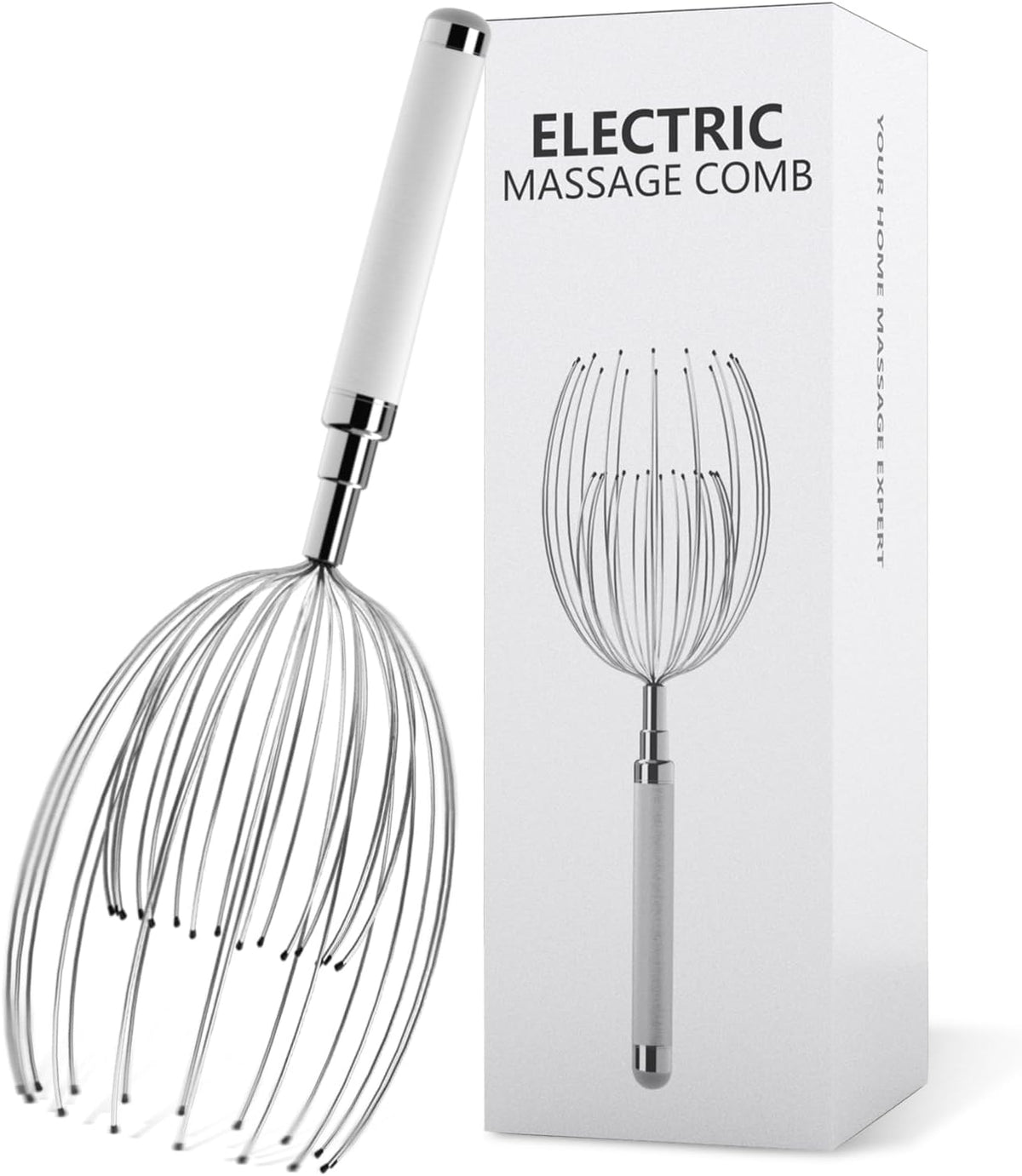 Head Massager Scalp, Electric Scalp Massager with 20 Metal Fingers – Head Scratcher & Hair Massage Tool, Waterproof Relaxation Device for Men and Women