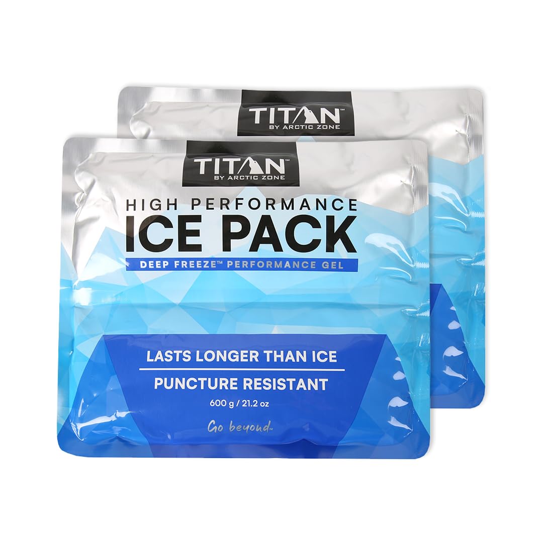 Arctic Zone Titan Deep Freeze Ice Pack- (2 Pack) 600 Gram High Performance Ice Pack - Long-Lasting, Puncture-Resistant Cold Pack Filled with Non-Toxic Gel…
