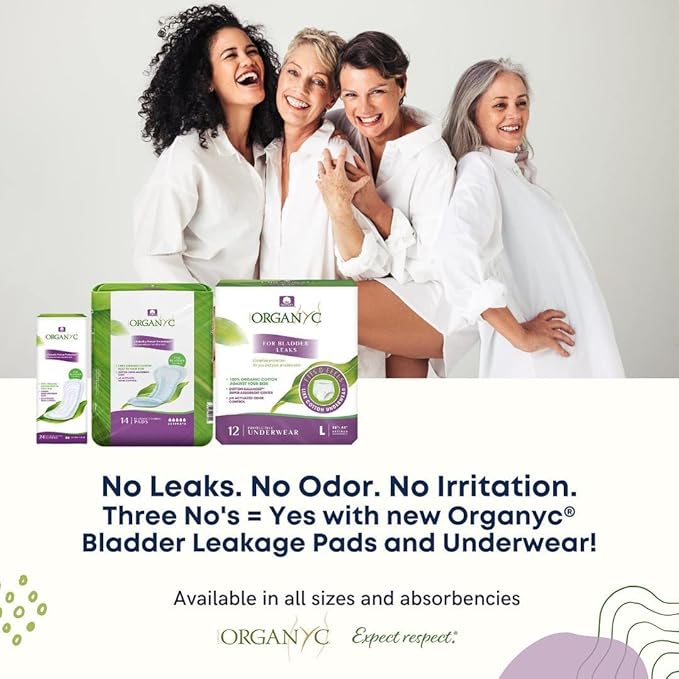 Organyc 100% Organic Cotton Liners for Bladder Leaks, Ultra Thin, 24 Count (Pack of 2)