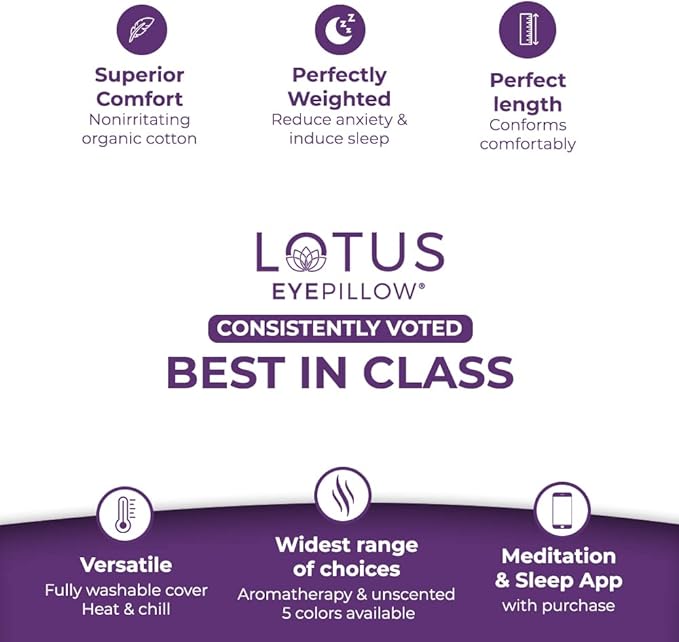 Lotus Weighted Lavender Eye Pillow|Sleeping & Meditation Mask|Yoga Eye Pillow |Lavender Aromatherapy Eye Pillow | Hot or Cold Pack| Head Ache Relief | Sleep mask Relaxing Gift Men, Women & Employees