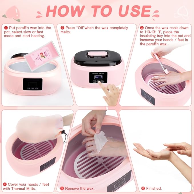 Biutee Paraffin Wax Refills 6 Pack 0.44 Pound per pack Peach Scented Paraffin Wax Paraffin Blocks Moisturizing for Hand and Feet Low Melt Paraffin Wax(Peach)