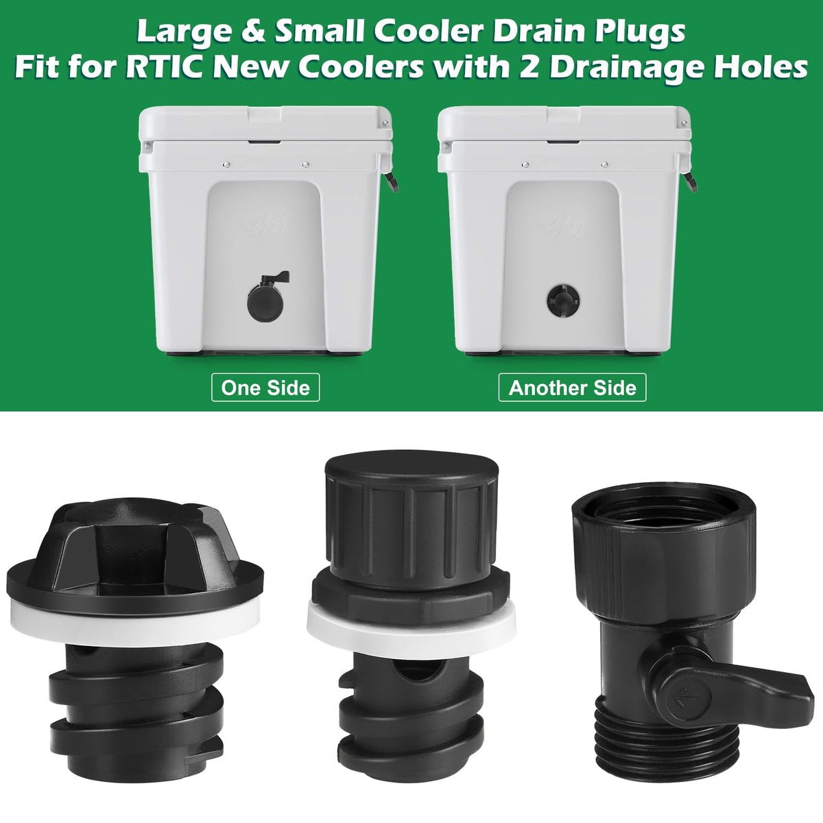 WADEO Cooler Drain Plug Hose Connection Kit with 6FT Garden Hose and Shut Off Valve for Yeti, Rtic Coolers