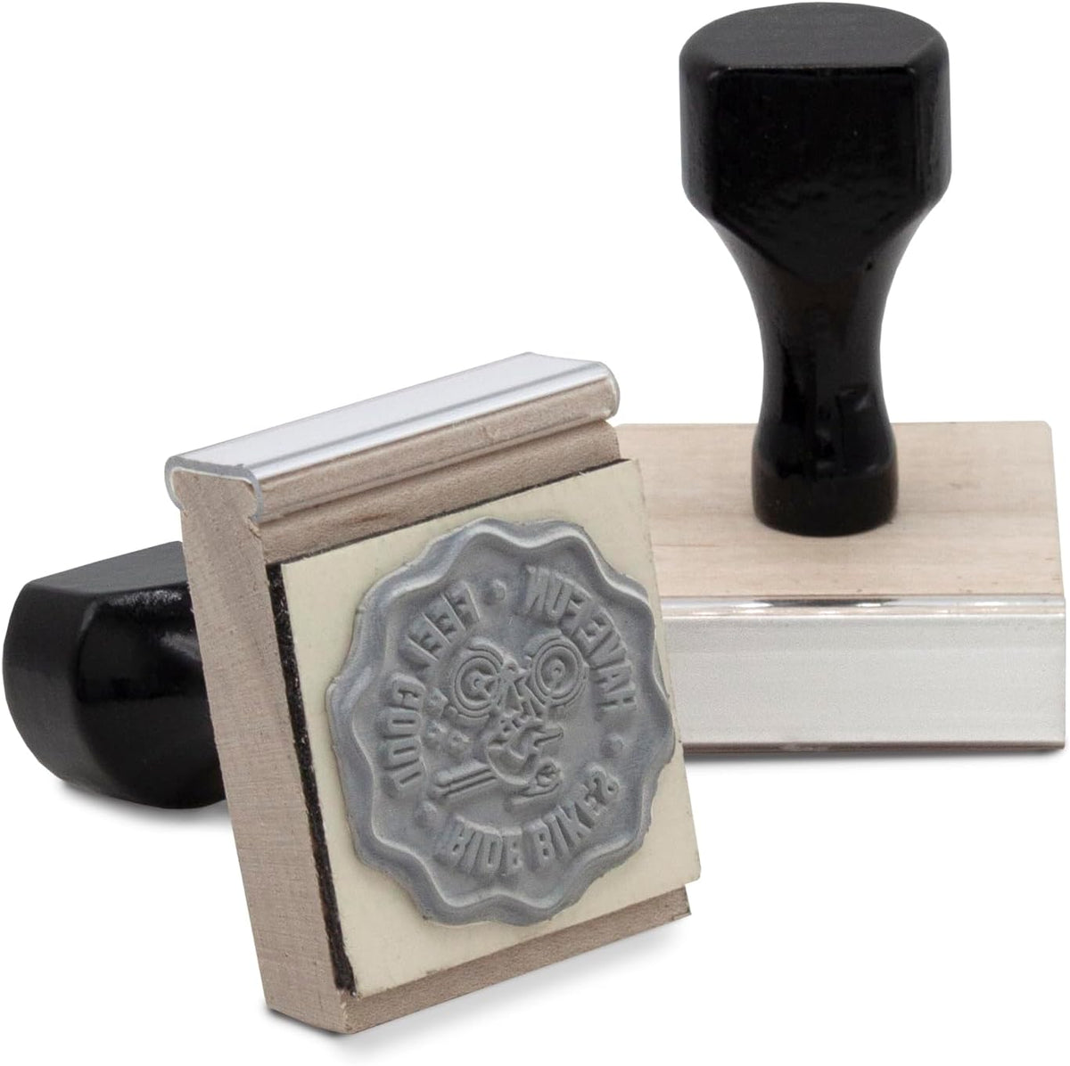 Infusion Custom Text Traditional Wood Stamp with Plastic Handle, 2" x 2"