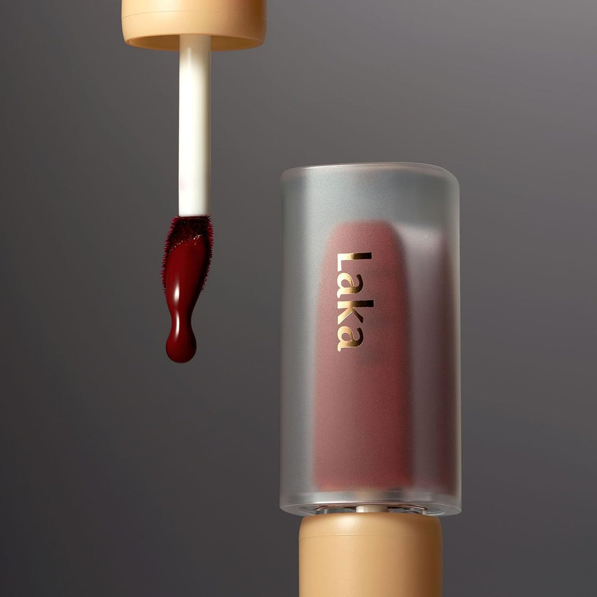 Laka Fruity Glam Tint, 4.5g/0.15 oz., Glowing Lip Stain with Wide Color Spectrum, Hydrating & Lightweight Texture, Long-Lasting Bold Stain, Non-Sticky, Vegan, K-Beauty (#111 Mellow)