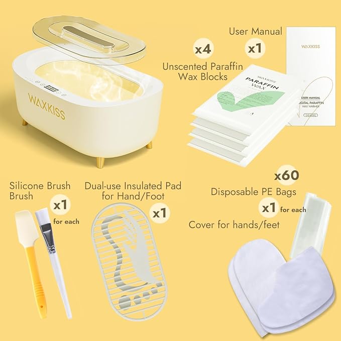 Waxkiss Intelligent Paraffin Wax Machine for Hands & Feet, Fast Melting 4500ml Large Capacity Paraffin Bath Warmer Kit with Paraffin Blocks