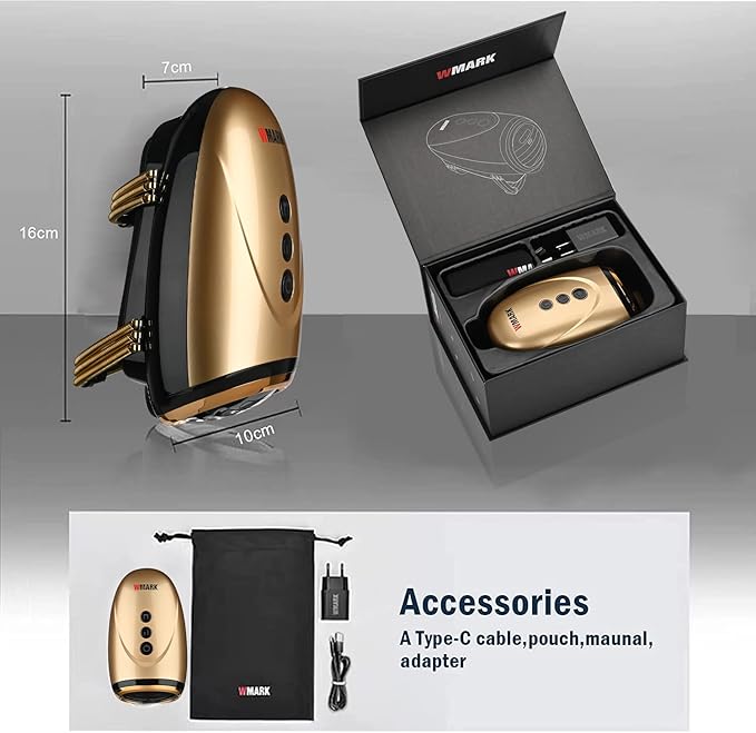 Barber Massager/Cordless Handheld Massager, Charge Neck/Legs/Hand/Face Massager, 2 Massage Nodes 2600AMH，Golden