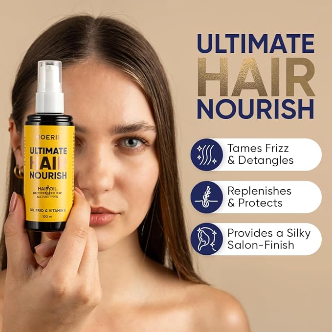 Moerie Ultimate Hair Oil for frizzy, dry and damaged Hair - Deeply Nourishing Rejuvenation - Hair Oil for Ends and Mids - With Vitamin E, Jojoba & Hemp