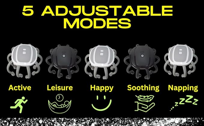 Azpen Black Electric Scalp Massager with Phone Music Connect + 5 Modes, 360 Degree Head Massager, Cordless Portable Head Scratcher for Stress Relax