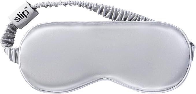 slip Pure Silk Sleep Mask - 100% Pure 22 Momme Mulberry Silk Eye Mask - Comfortable Sleeping Mask with Elastic Band + Pure Silk Filler and Internal Liner, Silver