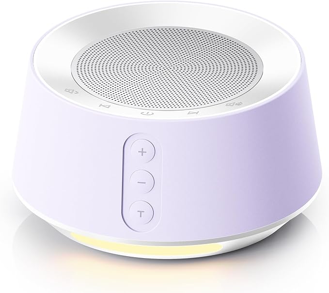 BGOVERSS White Noise Machine with 14 Soothing Sounds and 10 Levels Night Light for Sleeping, 5 Timers and Memory Feature - Plug in Sound Machine for Nursery, Baby, Kids, Adults - Light Purple