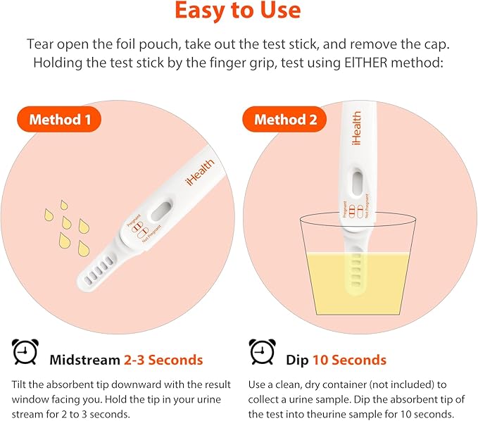 iHealth Early Detection Pregnancy Test, 3-Pack 99% Accurate Home HCG Test Kit, Results 6 Days Sooner with High-Sensitivity 10mIU/mL, Easy Dip & Read Clear Results