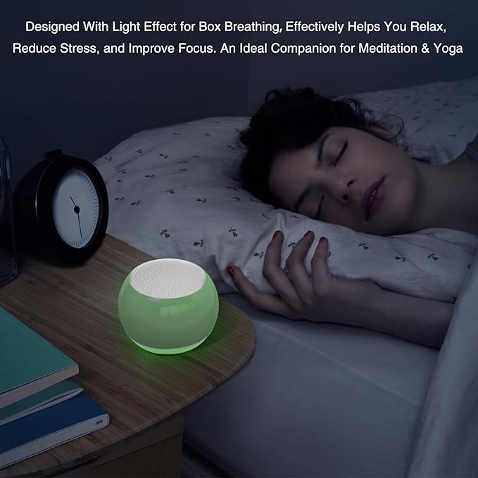 Ceramic Craft Bluetooth Speaker for Meditation & Yoga, Sound Therapy Machine for Stress Relief, Sleep Aid and Focus, Deep Bass, Louder Volume, Light Effect for Boxing Breathing (Green)