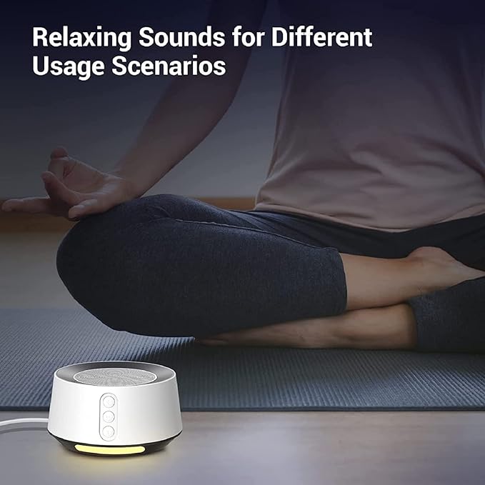 BGOVERSS White Noise Machine 14 Soothing Sounds and Warm Night Light for Sleeping, 5 Timers and Memory Feature Plug in Sound Machine for SF407 SF407