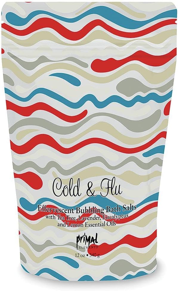 Primal Elements Bubbling Bath Salts, Cold and Flu, 12 Ounce