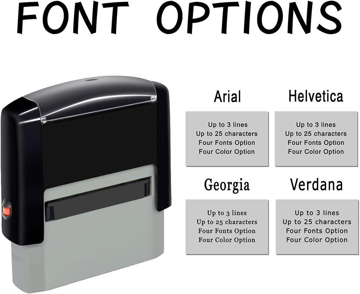 Personalized Stamp (47 x 18mm -4 Lines)- Custom Self Inking Rubber Stamps- Return Custom Address Stamp (Black)