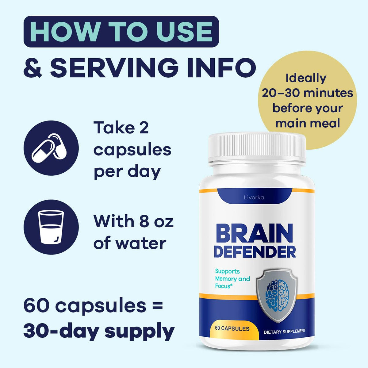 (5 Pack) Brain Defender - Official Brain Defender Supplement Advanced Pills, Natural Brain and Memory Support, Brain Defender Health & Wellness Multivitamin, 300 Capsules for 5 Months