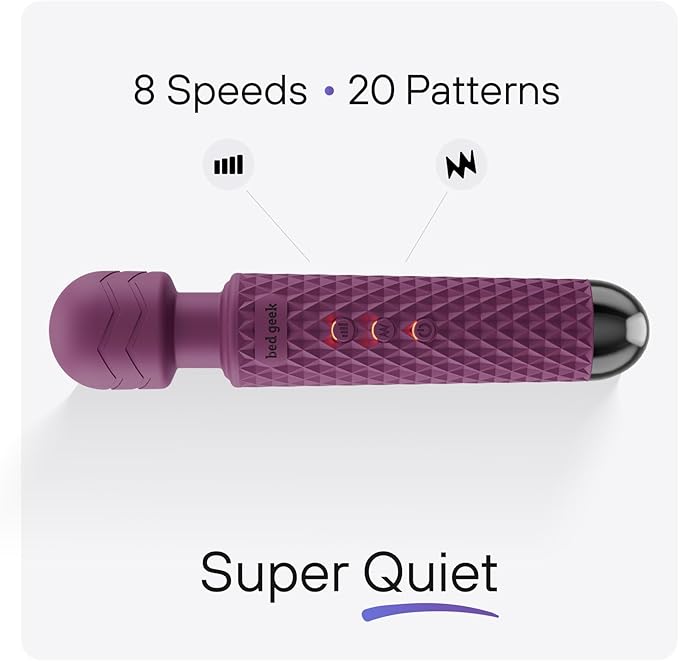 Handheld Cordless Personal Wand Massager – Waterproof, USB Rechargeable, 20 Vibration Patterns, 8 Speeds, Memory Feature, Skin-Soft Silicone for Ultimate Relaxation Tool