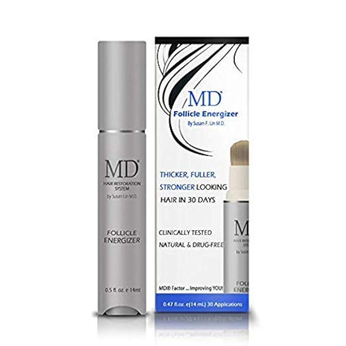 MD Factor suero natural para el crecimiento del cabello | Follicle Energizer Serum: evita el adelgazamiento del cabello y la pérdida de cabello al estimular los folículos capilares para producir un ca
