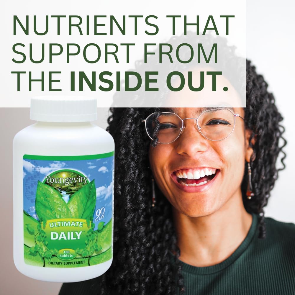 Youngevity Ultimate Daily Mega Multivitamin - 20+ Vitamins and Minerals w/ CoQ10 - Vitamins A, C, D, E, Zinc, Folate, Selenium, Calcium, Chromium, and More - High Absorption -180 Tablets (Pack of 1)
