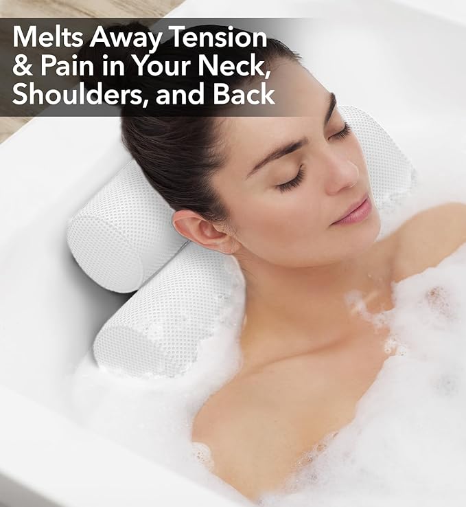 Everlasting Comfort Luxury Bath Pillow - Head, Neck, Back Support Cushion for Bathtub, Spa, Soaking