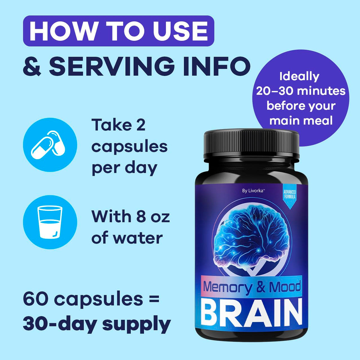 (5 Pack) Memory Mood and Brain Capsules - Official Daily Support Brain Health Supplement Pills Advanced Formula, Memory & Mood Brain & Memory Focus Reviews, 300 Capsules for 5 Months