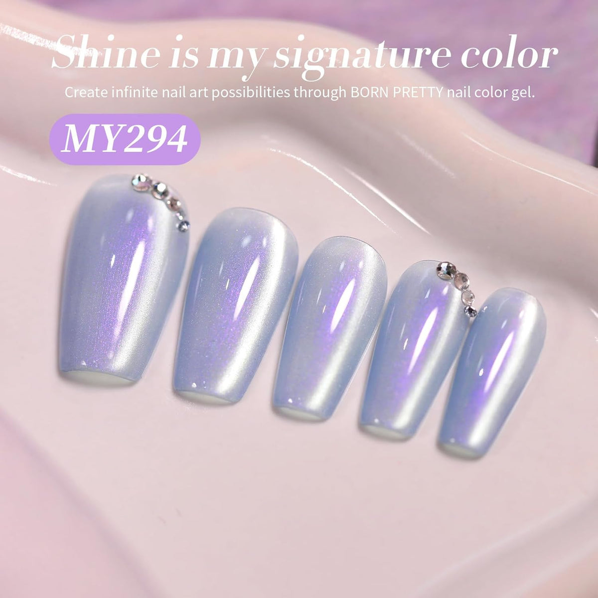 Born Pretty Cat Magnetic Eye Gel Nail Polish, Fairy Purple Glitter Cat Magnetic Gel Nail Polish for Nail Art Manicure Salon DIY at Home 15ML