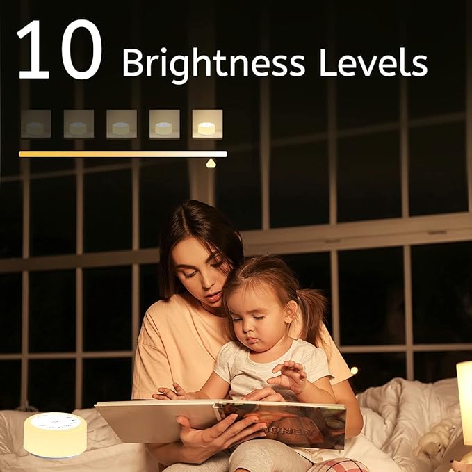ColourNoise Sound Machine White Noise Machine 12 Colors Night Lights Brown Noise Machine with 30 Soothing Sounds Sleep Sound Machine with 5 Timers Portable for Home Travel and Office(White)
