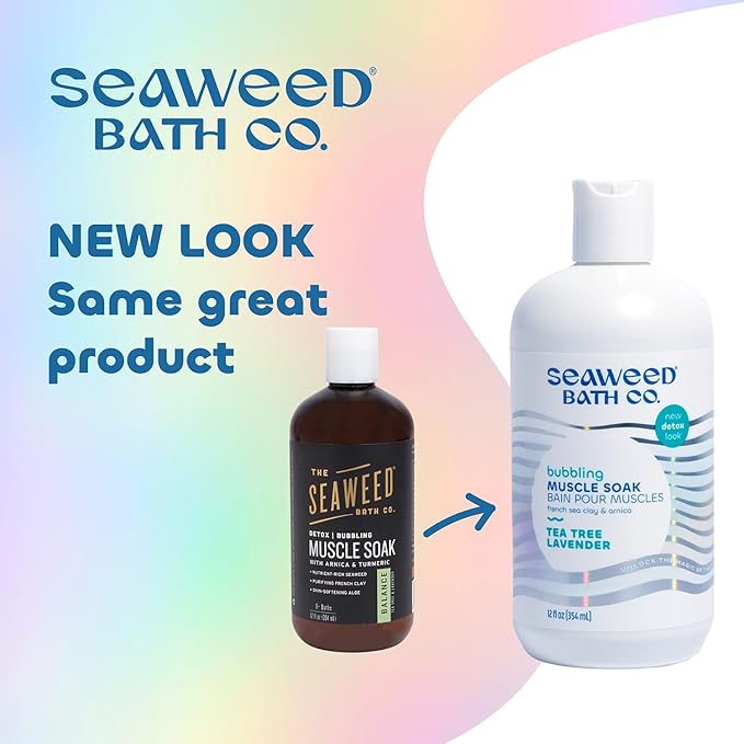 Seaweed Bath Co. Bubbling Muscle Soak, Tea Tree Lavender Scent, 12 Ounce, Sustainably Harvested Seaweed, French Sea Clay, Arnica