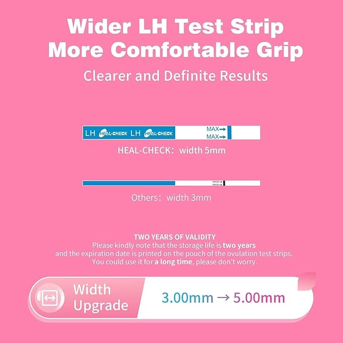 Ovulation Tests with Cups, Bulk Ovulation Test Strips for Women, HEAL-CHECK Ovulation Predictor Kit, Accurate Fertility Tests for Home, Individually Wrapped 5mm LH Strips FSA HSA Eligible 30 Count