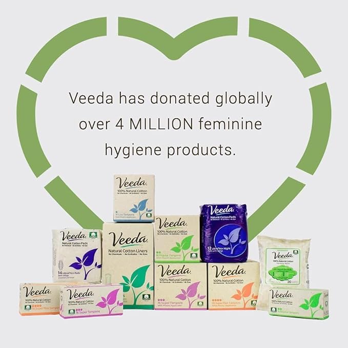 Veeda Natural Cotton Night Pads for Women - Overnight Heavy Flow Absorbent Ultra-Thin Feminine Pad - Hypoallergenic Period pads with Wings - Unscented & Chlorine free Sanitary Napkins - 36 Count