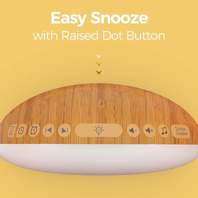REACHER Wood Grain Sunrise Alarm Clock and Sound Machine Nightlight, Digital Dimmable Clocks for Bedroom, 26 Sleep Sounds, White Noise Machine for Baby, Adults, Wake Up Light Alarm Clock for Kids