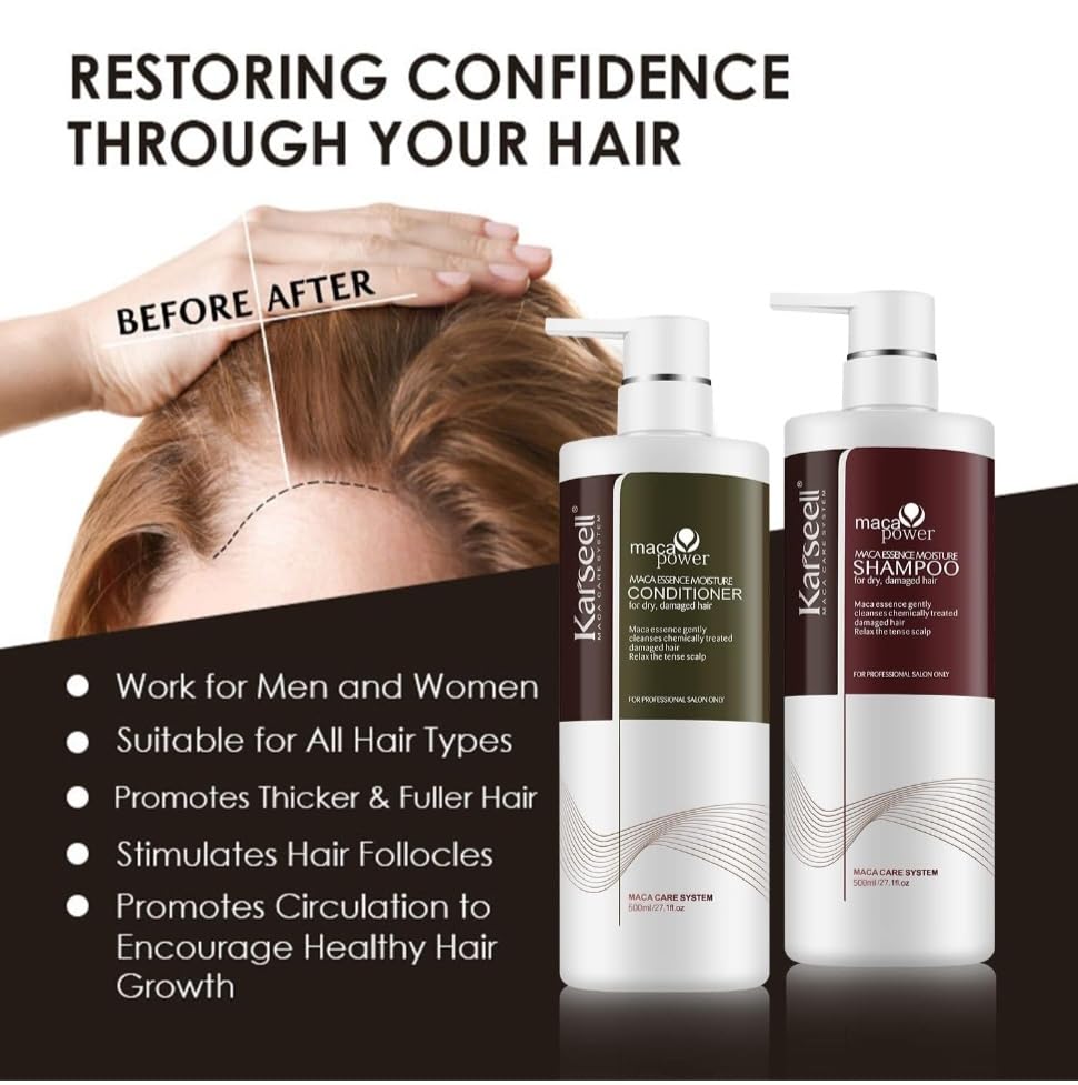 Karseell Hair Repair Set with Shampoo, Conditioner, and Maca Collagen Mask Plus Argan Oil for Dry Damaged Hair (52.39 fl oz), Multipack